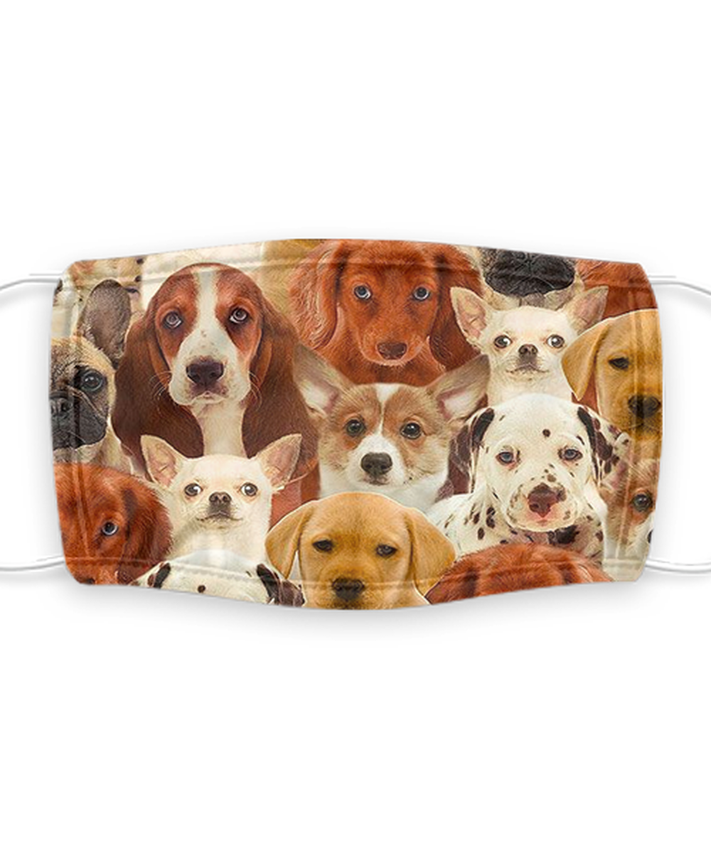 Dog Print Face Mask - Reusable, Washable w/ Filter - 7 Layers Germ Protection