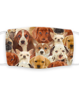 Dog Print Face Mask - Reusable, Washable w/ Filter - 7 Layers Germ Protection