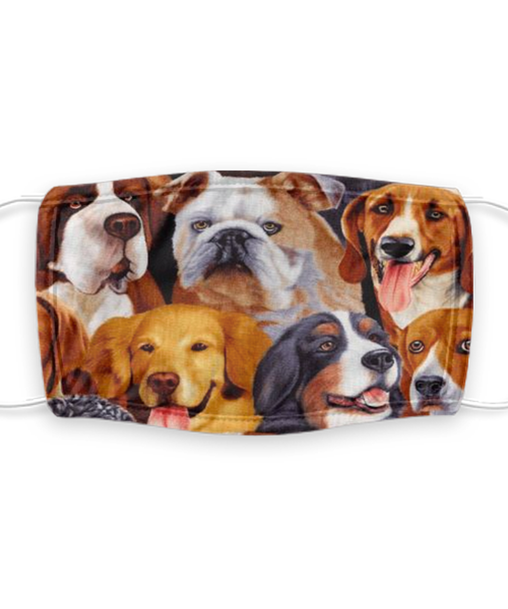 Dog Print Face Mask - Reusable, Washable w/ Filter - 7 Layers Germ Protection