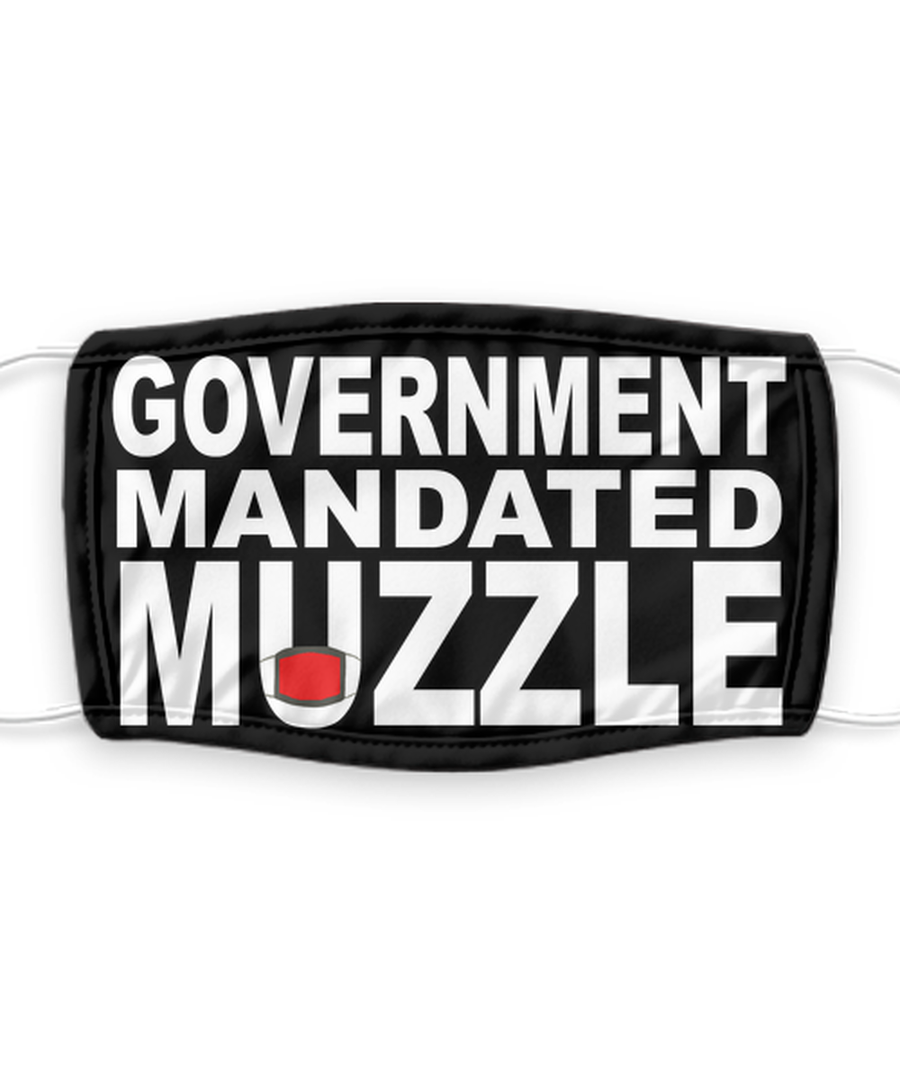 Government Mandated Muzzle Face Mask - Funny Anti Mask Face Cover - Reusable, Washable w/ Filter - 7 Layers Germ Protection