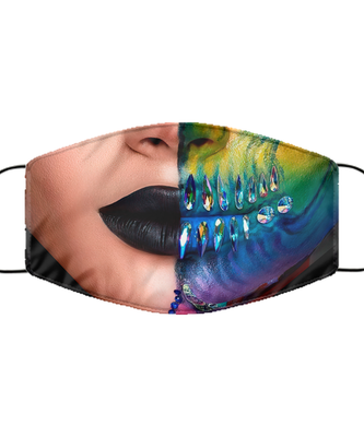 Halloween Day of The Dead Face Mask - Sugar Skull Reusable & Washable 2 Layers Germ Protection - Dia De Los Muertos