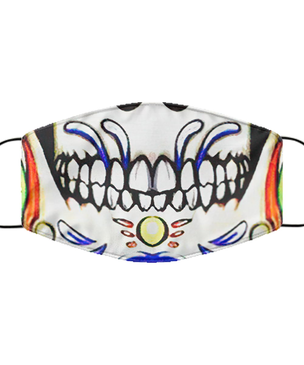 Halloween Day of The Dead Face Mask - Sugar Skull Reusable & Washable 2 Layers Germ Protection - Dia De Los Muertos