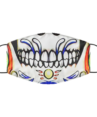 Halloween Day of The Dead Face Mask - Sugar Skull Reusable & Washable 2 Layers Germ Protection - Dia De Los Muertos