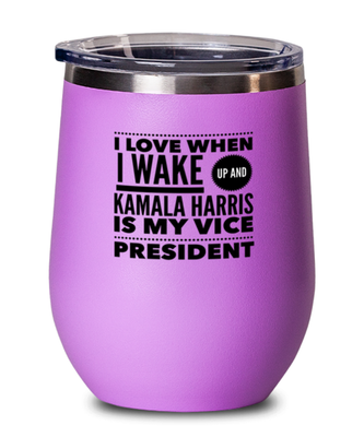 Funny Kamala Harris New Vice President Pink Wine Glass -