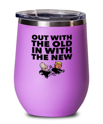 Funny Joe Biden New President Pink Wine Glass - Gag Idea For Democractic Supporter