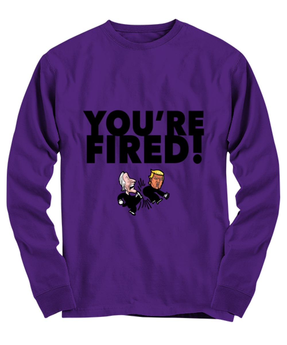 Funny Joe Biden "You're Fired Trump" Gag Long Sleeve Shirt Purple