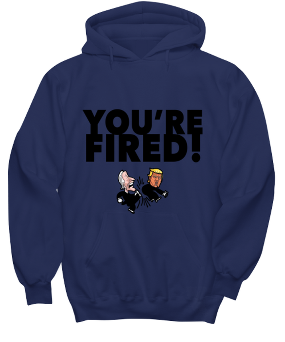 Funny Joe Biden "You're Fired Trump" Gag Hoodie Navy Blue