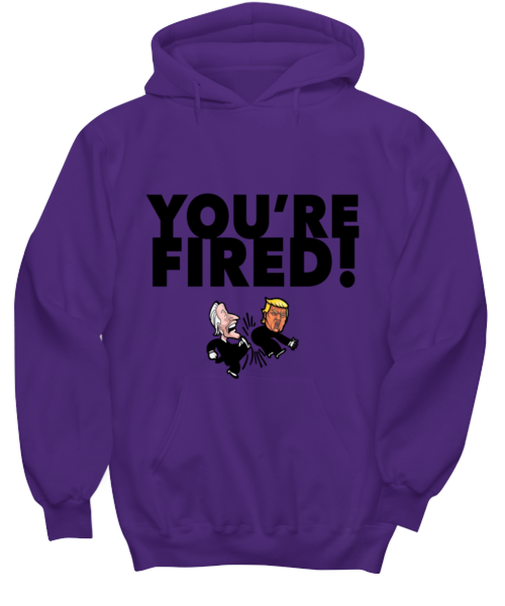 Funny Joe Biden "You're Fired Trump" Gag Hoodie Purple
