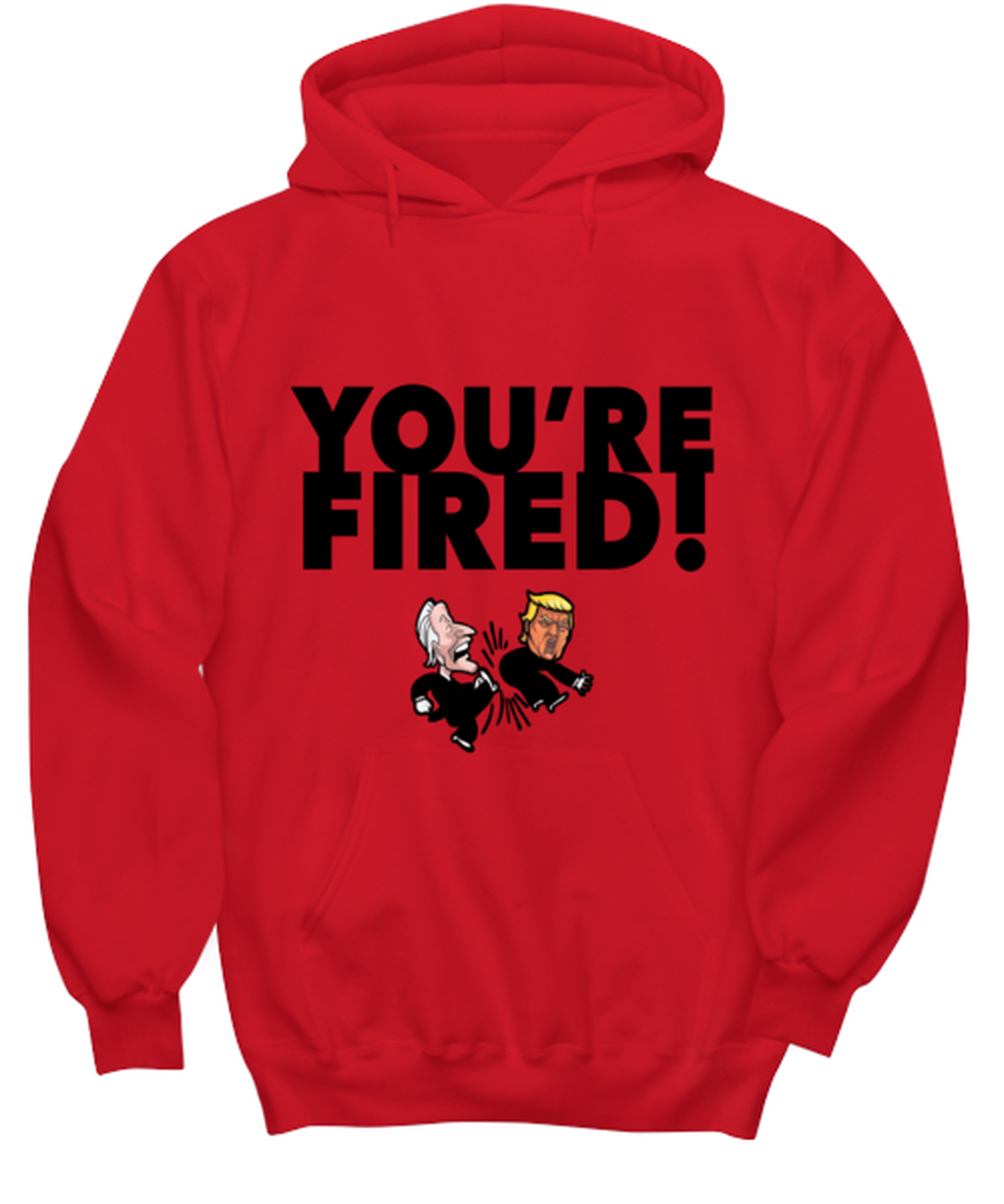 Funny Joe Biden "You're Fired Trump" Gag Hoodie Red