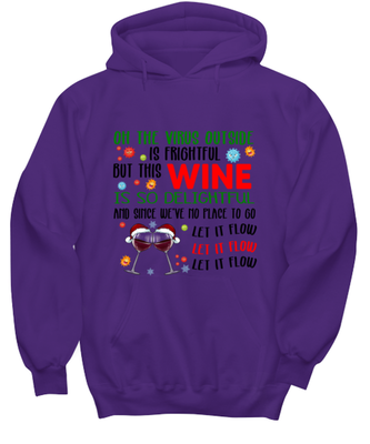 Funny Christmas Hoodie Purple - Oh The Virus Outside Is Frightful But This Wine is So Delightful Holiday Song Pun