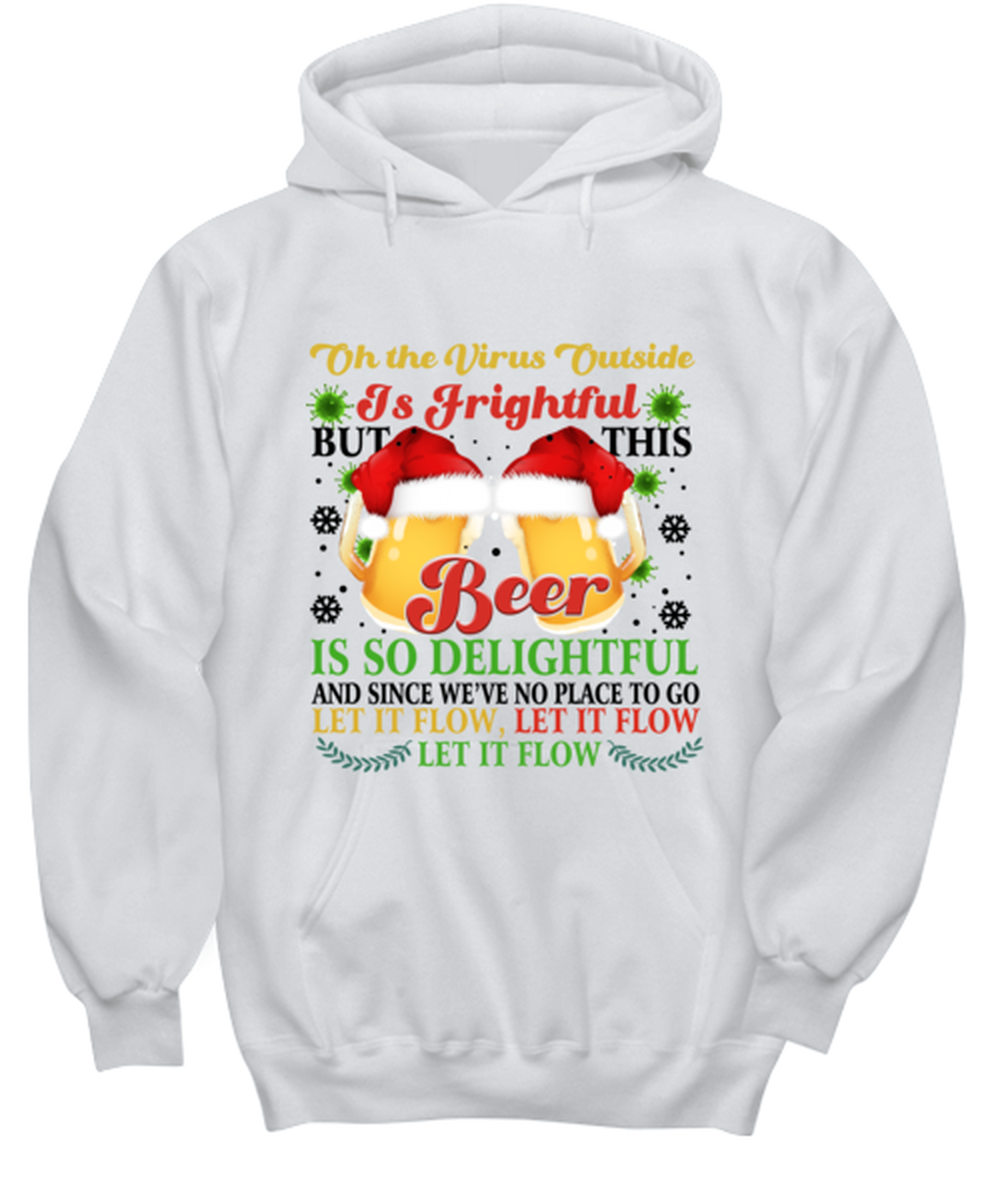 Funny Christmas Hoodie For Beer Lovers (White)