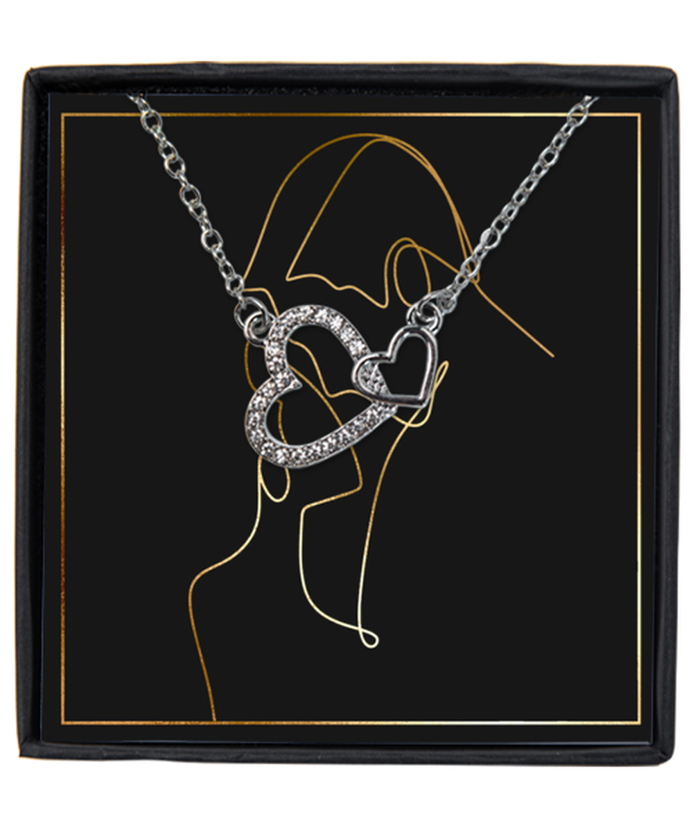 Couples Interlocking Hearts Silver Plated Necklace WIth Message Card