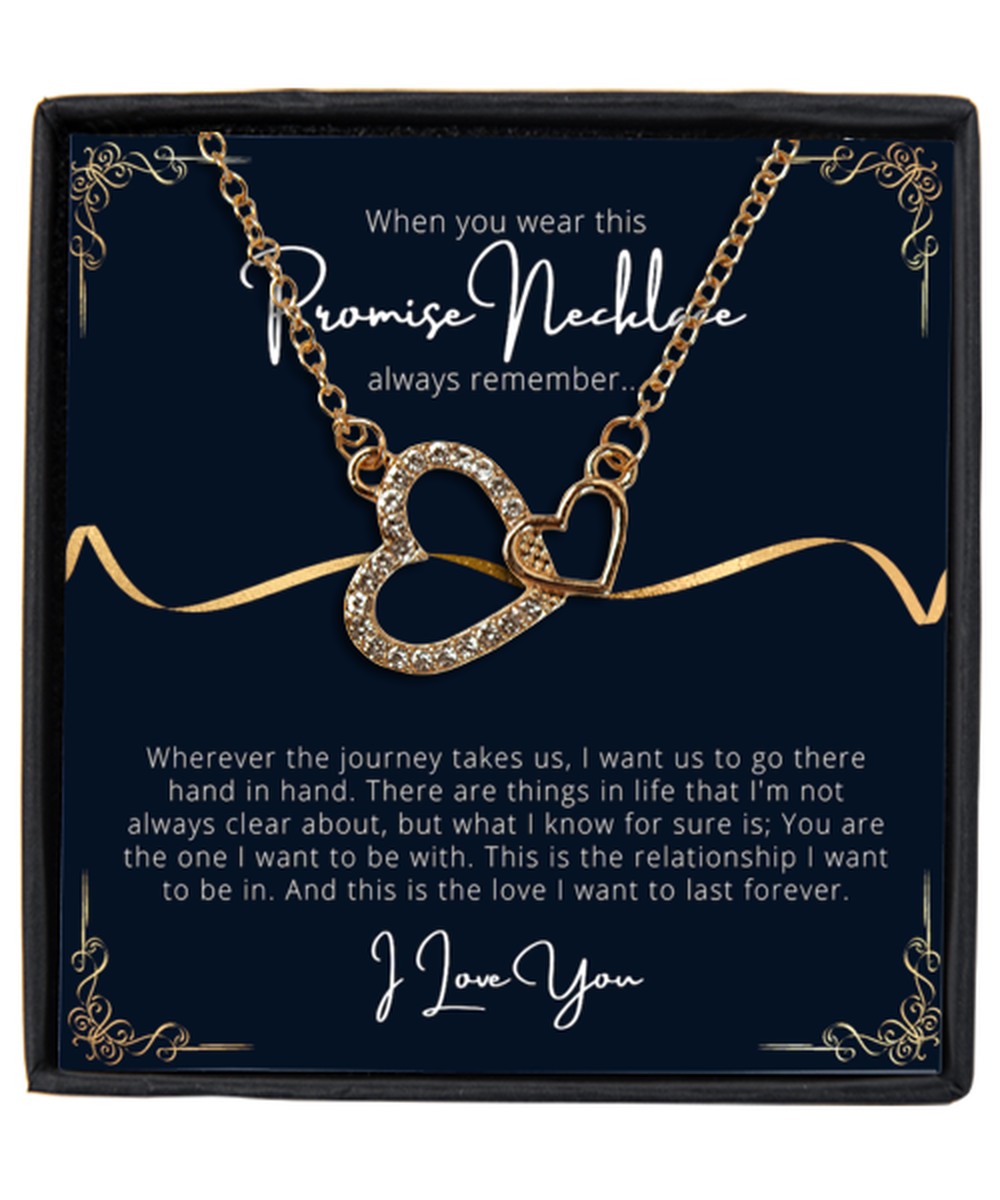 Couples Promise Interlocking Hearts Gold Plated Necklace WIth Message Card