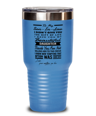 Son-In-Law From Mother-In-Law Tumbler Light Blue (30oz)