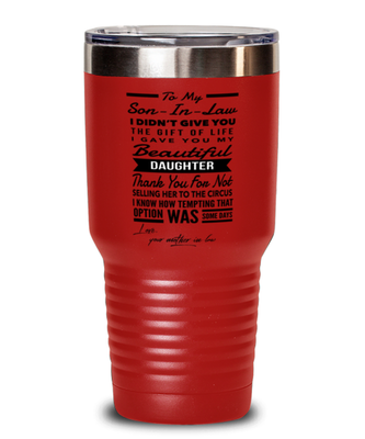 Son-In-Law From Mother-In-Law Tumbler Red (30oz)