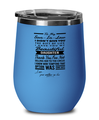 Son-In-Law From Mother-In-Law Wine Glass Blue
