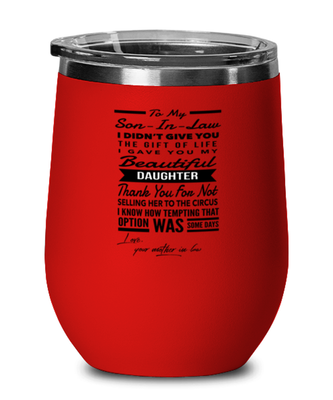 Son-In-Law From Mother-In-Law Wine Glass Red