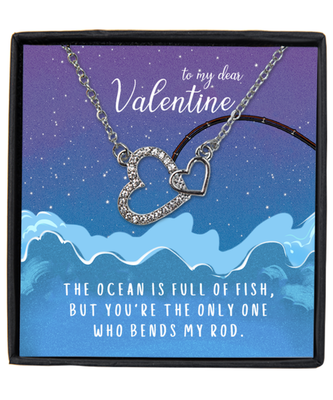 Valentine's Day Gifts For Her, Wife, Fiance, Girlfriend, Women | Luxury Silver-Plated Heart Necklace |Funny Message Card