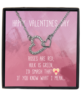 Valentine's Day Gifts For Her, Wife, Fiance, Girlfriend, Women | Luxury Silver-Plated Heart Necklace | Funny Message Card