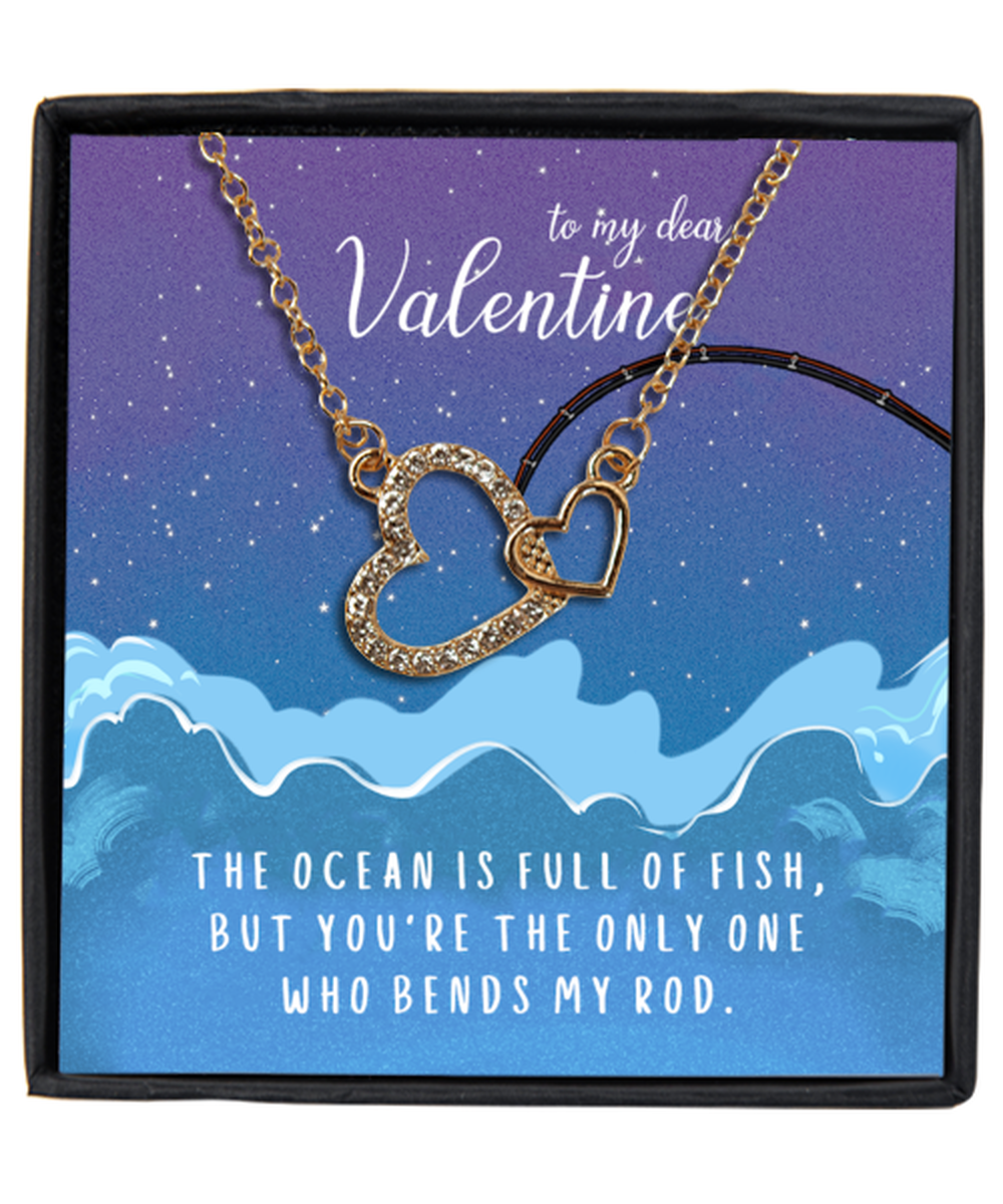 Valentine's Day Gifts For Her, Wife, Fiance, Girlfriend, Women | Luxury Gold-Plated Heart Necklace |Funny Message Card "Only One Who Bends My Rod"