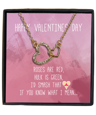 Valentine's Day Gifts For Her, Wife, Fiance, Girlfriend, Women | Luxury Gold-Plated Heart Necklace | Funny Message Card