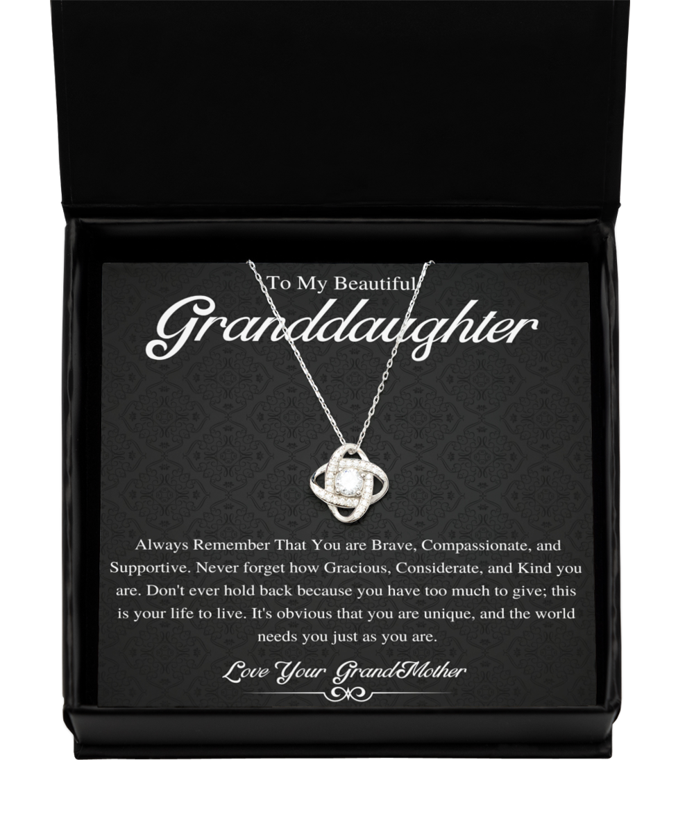 Love Knot, To My Beautiful Granddaughter Necklace, Granddaughter Gift from Grandpa, Grandma, Birthday Graduation Gift, Christmas Gift for Her