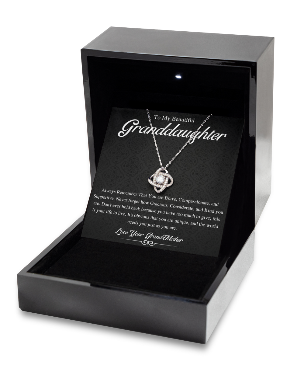Love Knot, To My Beautiful Granddaughter Necklace, Granddaughter Gift from Grandpa, Grandma, Birthday Graduation Gift, Christmas Gift for Her