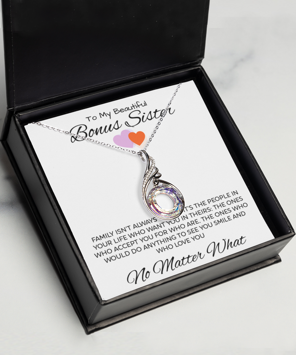 Bonus Sister Gift - Sister in Law Gift, personalized gift for women for her ,Christmas gift ,birthday gift, crystals jewelry,best friend gift