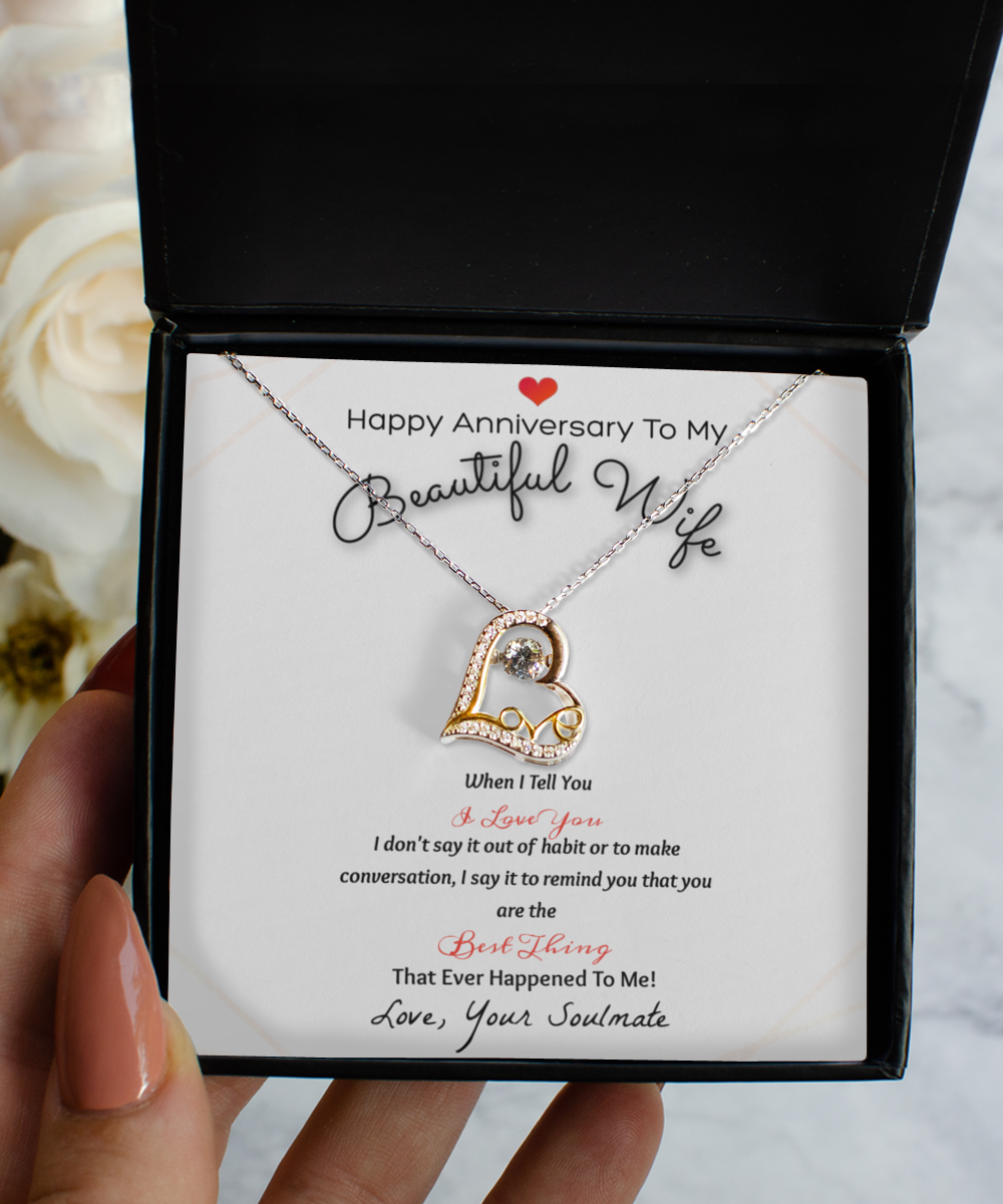Happy Anniversary For Wife From Soulmate Wishbone Gold Necklaces