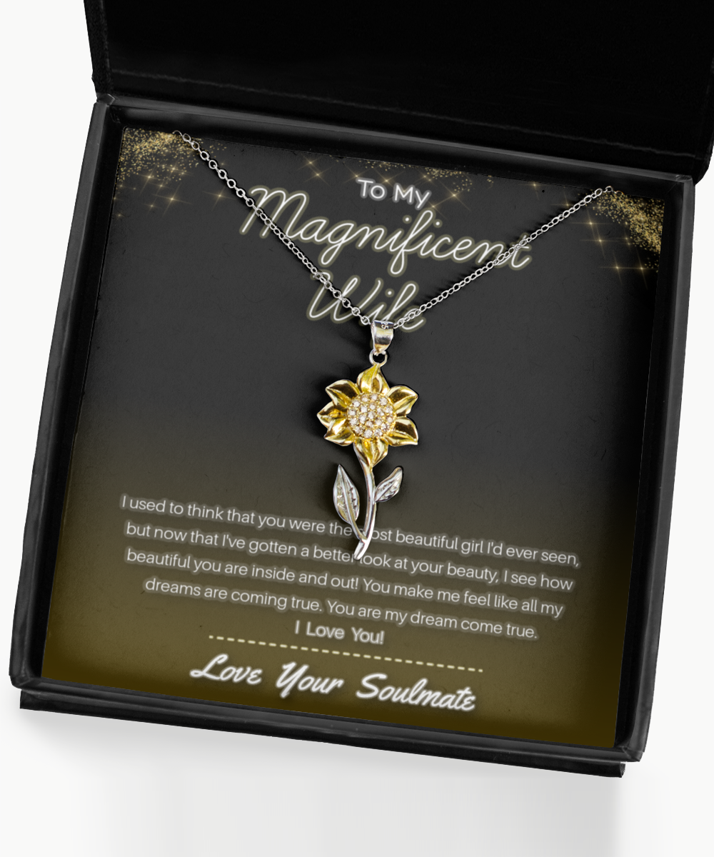To My Wife Jewelry Gold Flower Necklace Anniversary