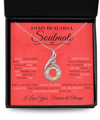 Soulmate Necklace With Message Card, Soulmate Birthday, Soulmate Anniversary, Soulmate Christmas, Phoenix Jewelry Necklace, Heart Dance Necklace