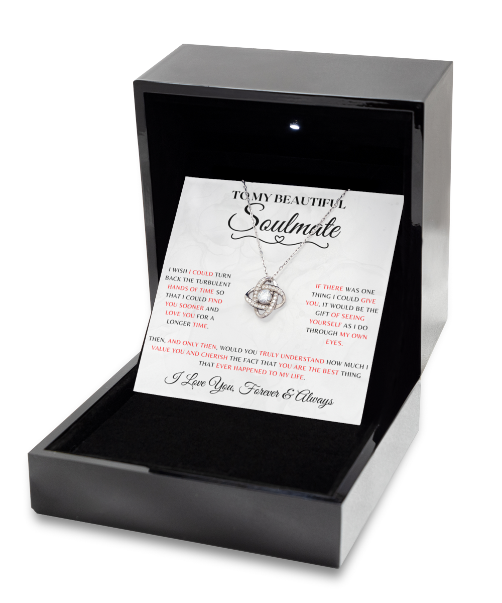 Soulmate Necklace With Message Card, Soulmate Birthday, Soulmate Anniversary, Soulmate Christmas, Love Knot Rose Gold Necklace