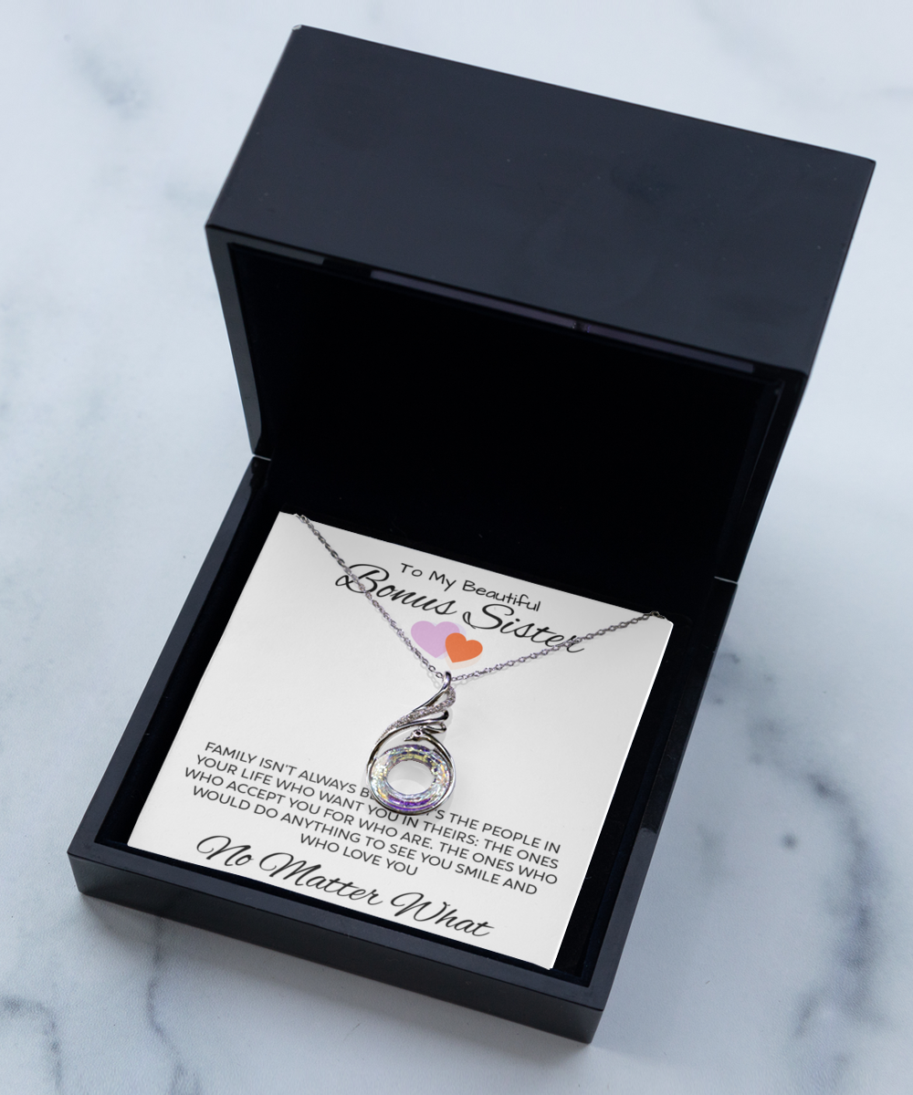 Bonus Sister Gift - Sister in Law Gift, personalized gift for women for her ,Christmas gift ,birthday gift, crystals jewelry,best friend gift