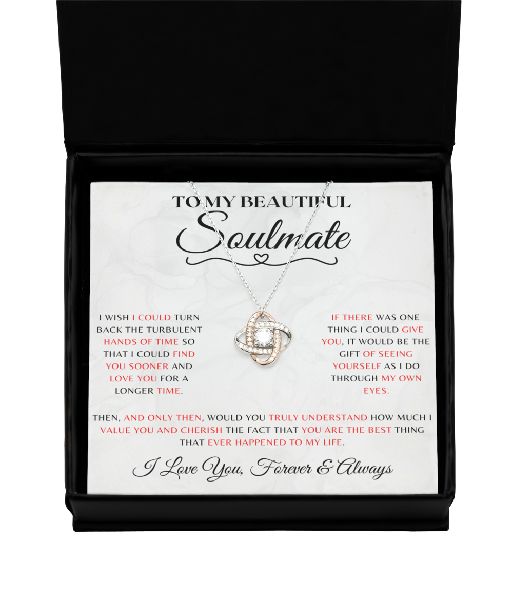 Soulmate Necklace With Message Card, Soulmate Birthday, Soulmate Anniversary, Soulmate Christmas, Love Knot Rose Gold Necklace