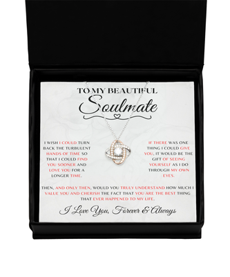 Soulmate Necklace With Message Card, Soulmate Birthday, Soulmate Anniversary, Soulmate Christmas, Love Knot Rose Gold Necklace