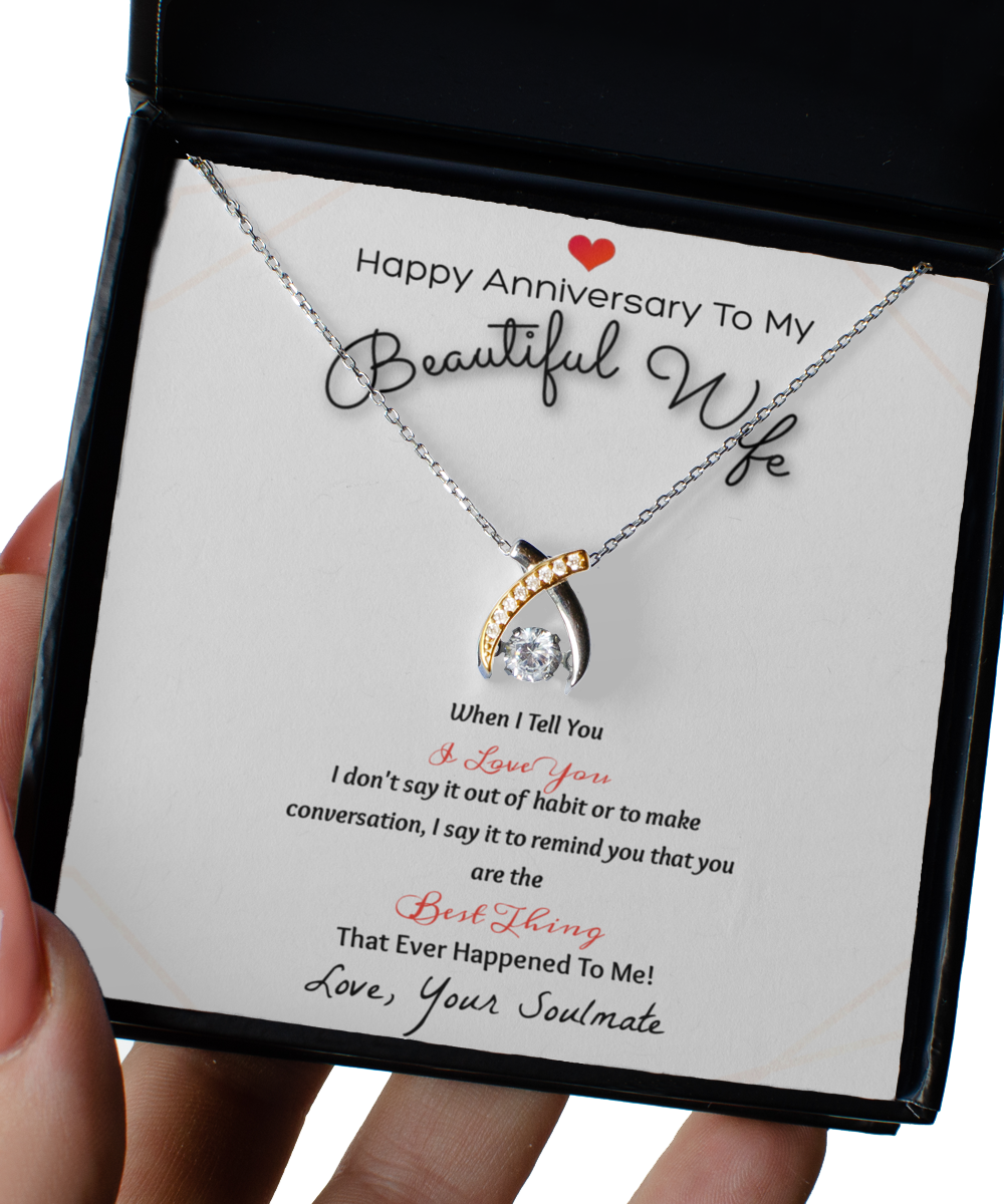 Happy Anniversary For Wife From Soulmate Wishbone Gold Necklaces