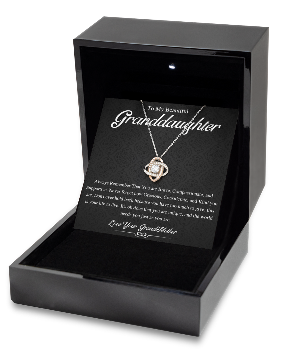 Love Knot, To My Beautiful Granddaughter Necklace, Granddaughter Gift from Grandpa, Grandma, Birthday Graduation Gift, Christmas Gift for Her