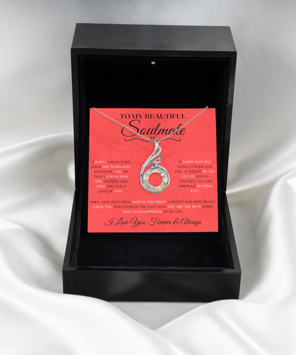 Soulmate Necklace With Message Card, Soulmate Birthday, Soulmate Anniversary, Soulmate Christmas, Phoenix Jewelry Necklace, Heart Dance Necklace