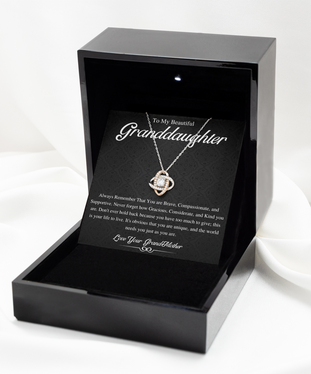 Love Knot, To My Beautiful Granddaughter Necklace, Granddaughter Gift from Grandpa, Grandma, Birthday Graduation Gift, Christmas Gift for Her