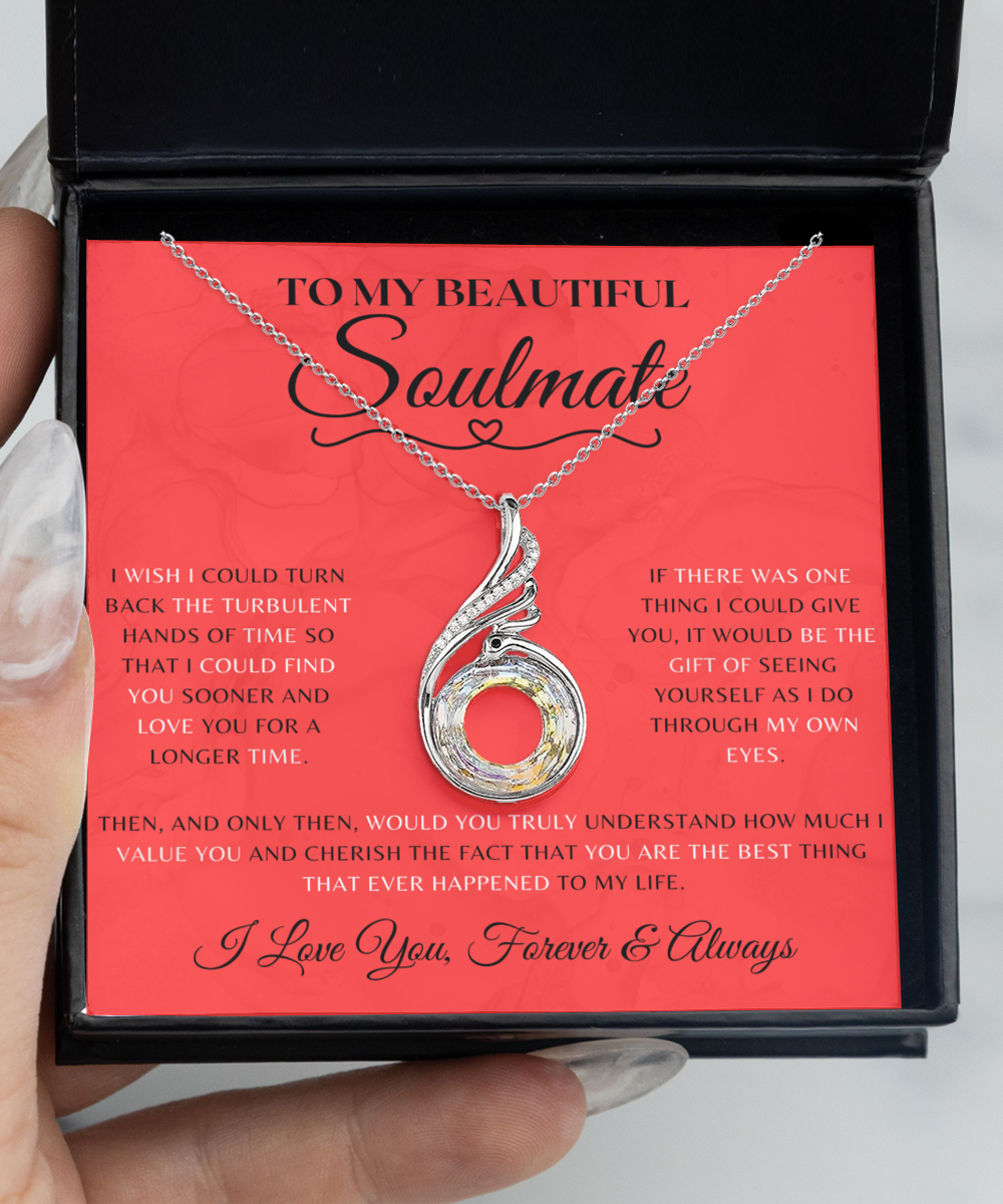Soulmate Necklace With Message Card, Soulmate Birthday, Soulmate Anniversary, Soulmate Christmas, Phoenix Jewelry Necklace, Heart Dance Necklace