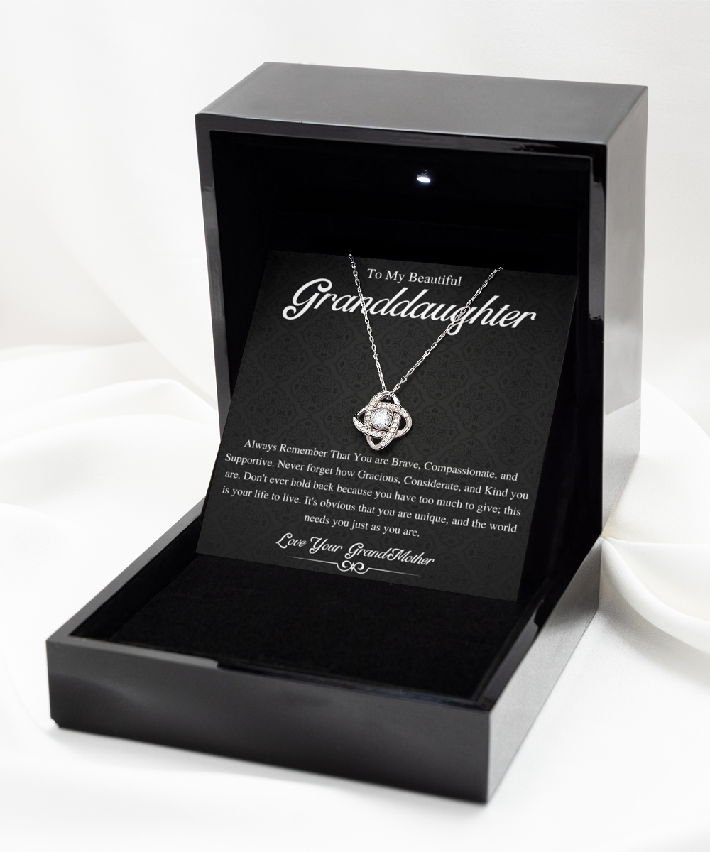 Love Knot, To My Beautiful Granddaughter Necklace, Granddaughter Gift from Grandpa, Grandma, Birthday Graduation Gift, Christmas Gift for Her