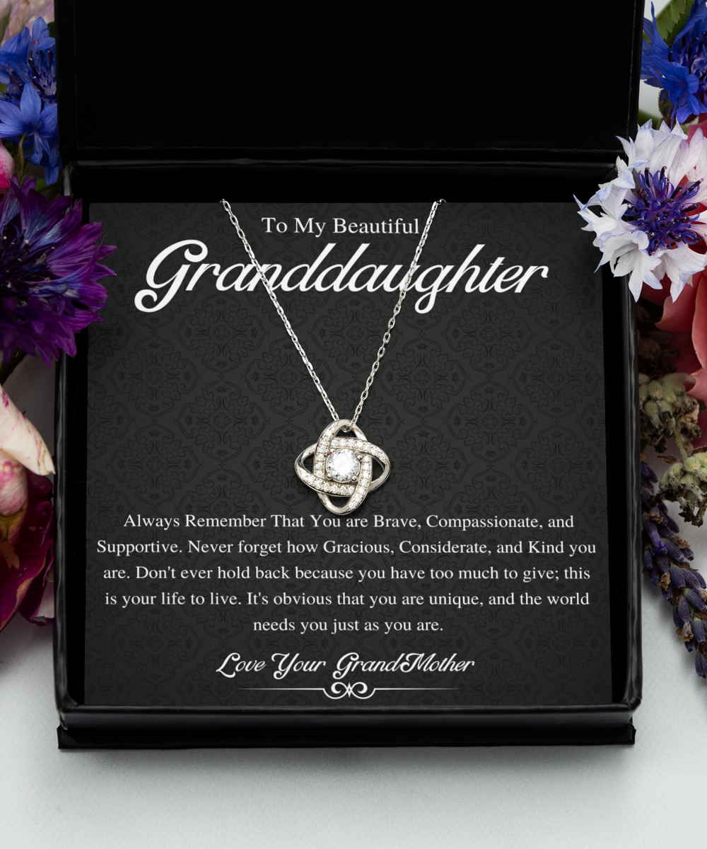 Love Knot, To My Beautiful Granddaughter Necklace, Granddaughter Gift from Grandpa, Grandma, Birthday Graduation Gift, Christmas Gift for Her