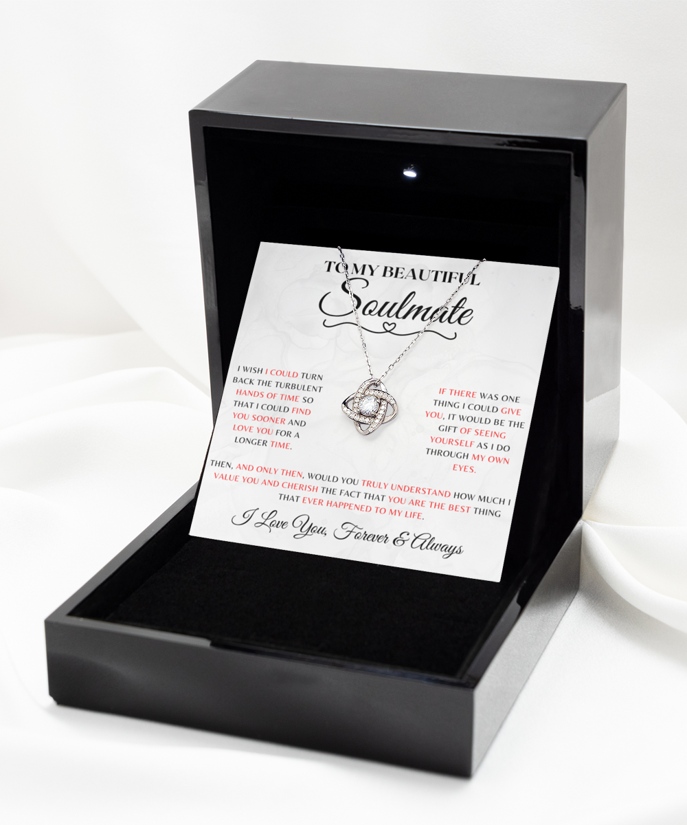 Soulmate Necklace With Message Card, Soulmate Birthday, Soulmate Anniversary, Soulmate Christmas, Love Knot Rose Gold Necklace