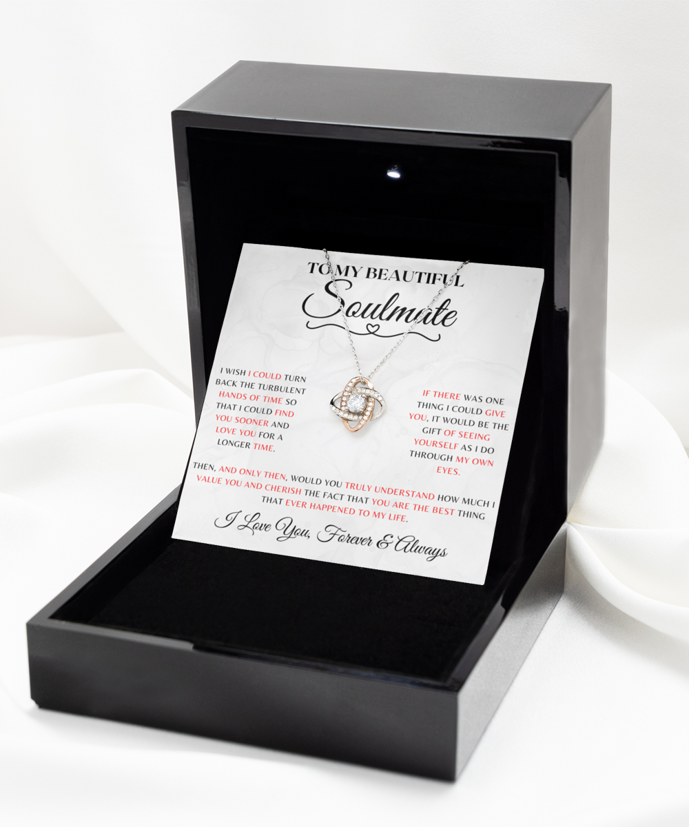 Soulmate Necklace With Message Card, Soulmate Birthday, Soulmate Anniversary, Soulmate Christmas, Love Knot Rose Gold Necklace