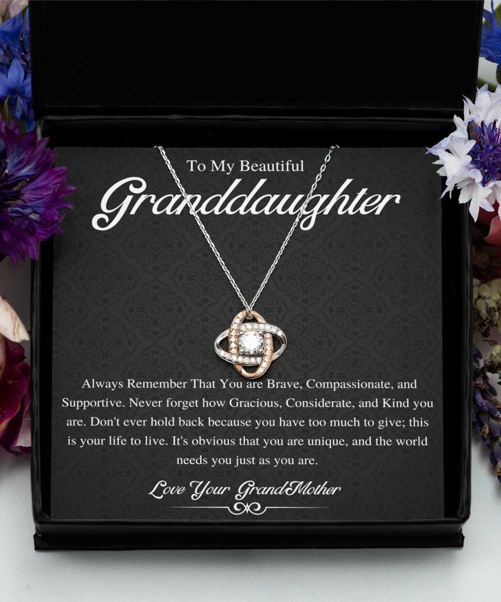 Love Knot, To My Beautiful Granddaughter Necklace, Granddaughter Gift from Grandpa, Grandma, Birthday Graduation Gift, Christmas Gift for Her