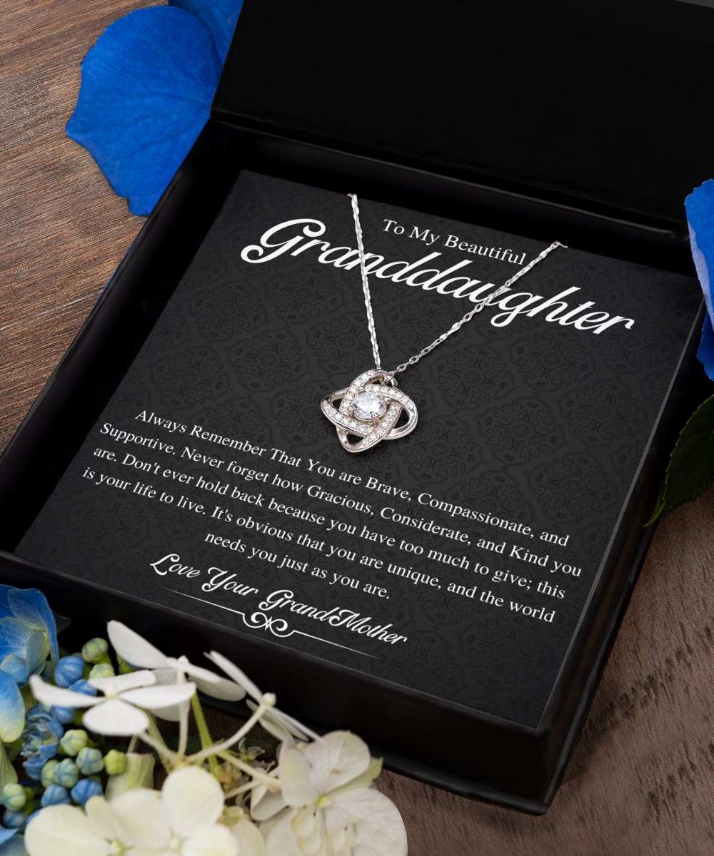 Love Knot, To My Beautiful Granddaughter Necklace, Granddaughter Gift from Grandpa, Grandma, Birthday Graduation Gift, Christmas Gift for Her