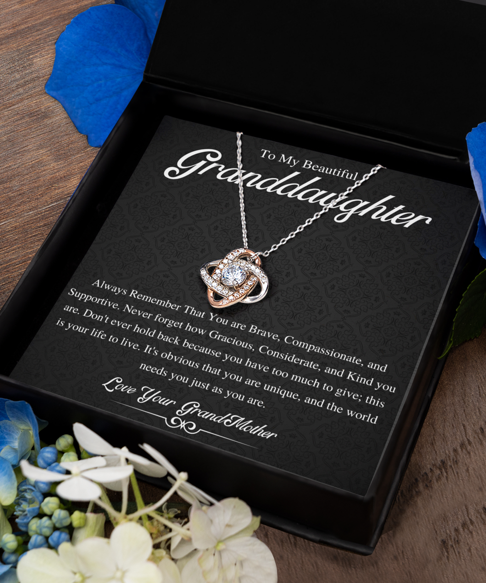 Love Knot, To My Beautiful Granddaughter Necklace, Granddaughter Gift from Grandpa, Grandma, Birthday Graduation Gift, Christmas Gift for Her
