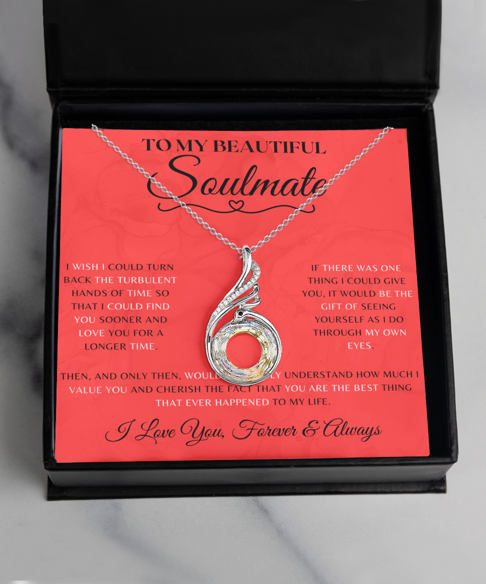 Soulmate Necklace With Message Card, Soulmate Birthday, Soulmate Anniversary, Soulmate Christmas, Phoenix Jewelry Necklace, Heart Dance Necklace