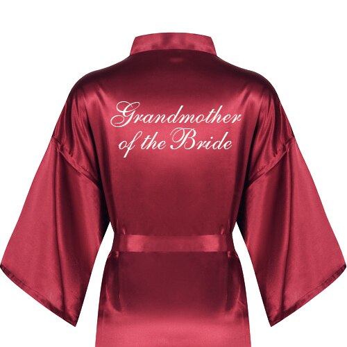 Burgundy short bathrobe bride satin silk robe dark red women wedding party bridal squad team bridesmaid robes