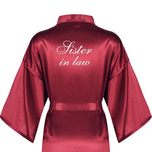 Burgundy short bathrobe bride satin silk robe dark red women wedding party bridal squad team bridesmaid robes